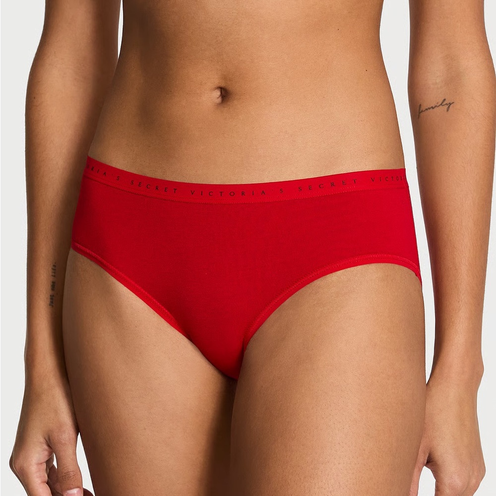 NWT 2 Victoria’s Secret Stretch Cotton Hiphugger Panty Lipstick Red Floral M - Picture 2 of 11
